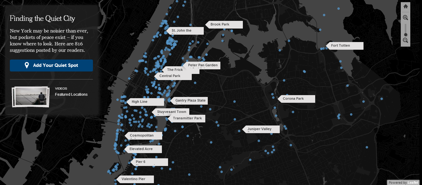 Mapa cichych miejsc w Nowym Jorku