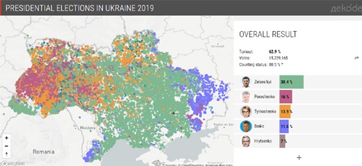 Mapa wyborów prezydenckich na Ukrainie