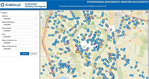 Krakowskie Obiekty Noclegowe na mapie