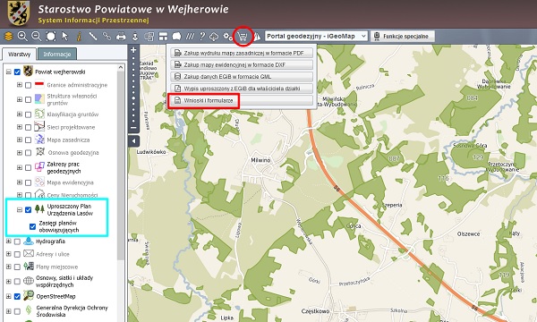 Automatyczne zaświadczenia z uproszczonych planów urządzania lasu w portalu e-mapa.net
