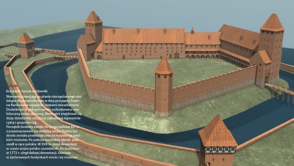 Mapa z wizualizacjami 3D zamków gotyckich