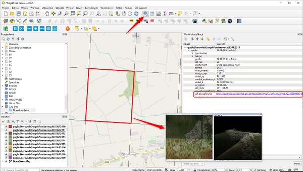 Usługi WFS prezentujące skorowidze danych pomiarowych LIDAR w Geoportalu