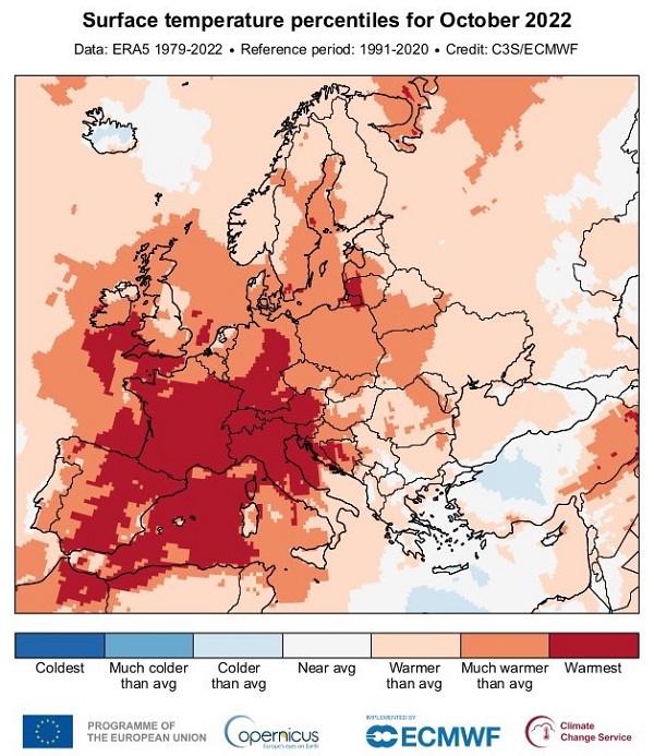 Ekstremalnie ciepły październik w Europie