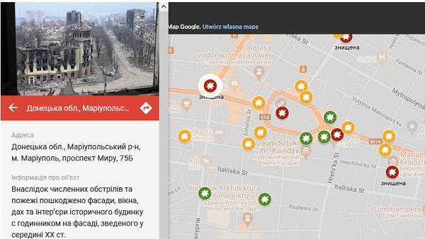 Mapa zniszczeń ukraińskich zabytków w wyniku działań wojennych