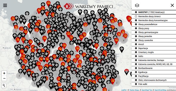Warstwy Pamięci - mapa niemieckich i swieckich zbrodni w Polsce w latach 1939-1989