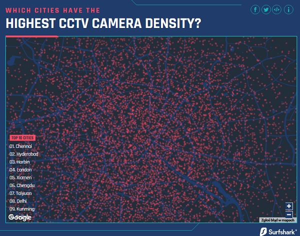 Kamery CCTV - gdzie jest ich najwięcej?