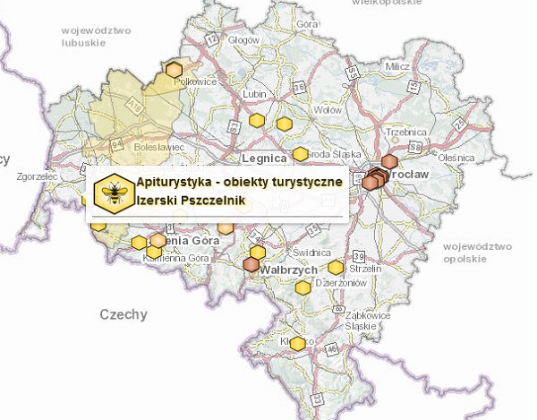 Apiturystyka na Geoportalu Dolny Śląsk (fot. geoportal.dolnyslask.pl)