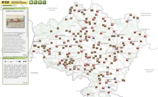 Zabytki województwa dolnośląskiego na dawnych rycinach - zwycięska mapa w kategorii opracowań popularno-naukowych (fot. WGiK UMWD)
