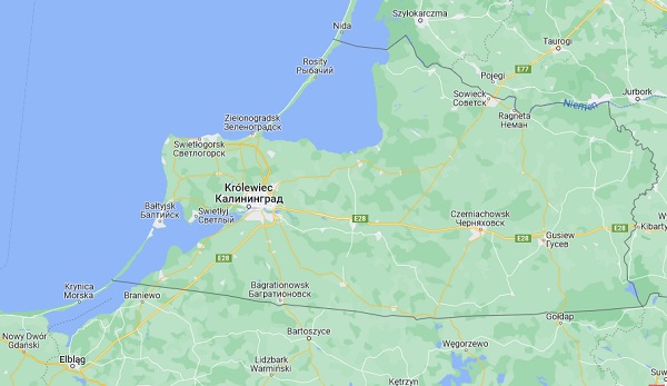 Królewiec zamiast Kaliningradu (fot. Google Maps)