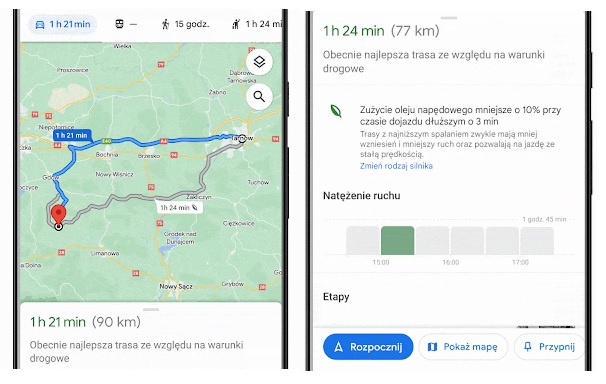 Mapy Google: Nowa funkcja wyznaczania tras przyjaznych dla środowiska także w Europie