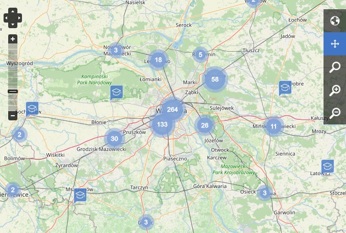 Wyszukiwarka partnerów Karty Dużej Rodziny. Mapa