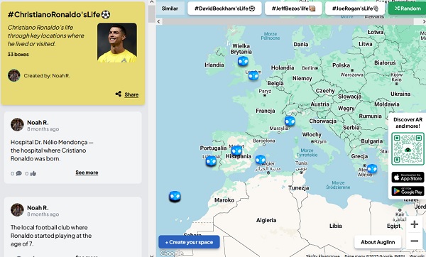 Ważne miejsca dla Christiano Ronaldo (fot. maptale.com)
