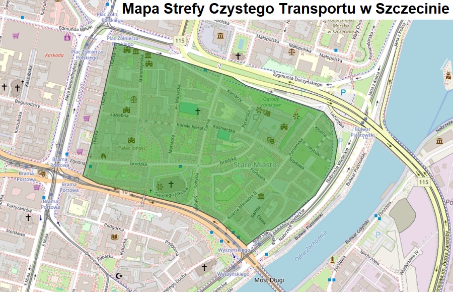 Mapa Strefy Czystego Transportu w Szczecinie