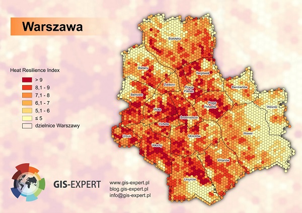 W Warszawie średnia wartość HRI wynosi 6,9 (fot. GIS-Expert)