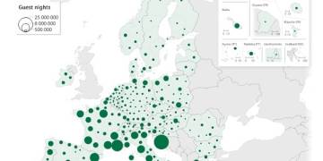 Jakie są najpopularniejsze regiony pod względem noclegów bookowanych przez Internet?